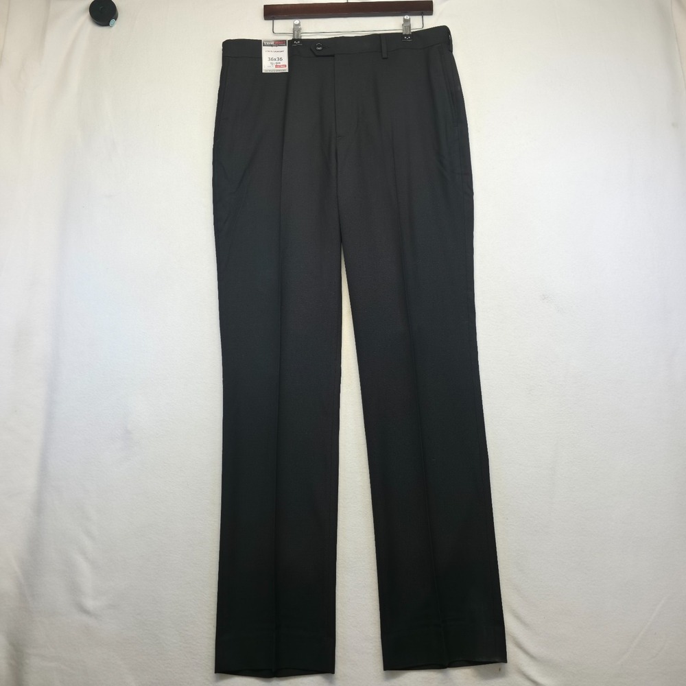 Roundtree & Yorke Tall Man Men's Travel Smart Black Dress Pants Size 36X36 NWT
